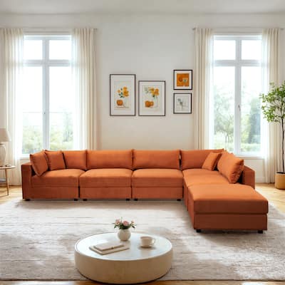 Bennett Mid-Century Modern Velvet Upholstered Modular Sectional Sofa