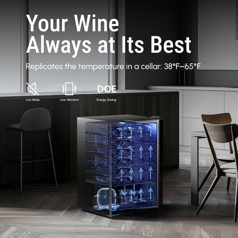 Yeego 46 Bottle Wine/Beverage Fridge, Freestanding, Digital Temperature Control