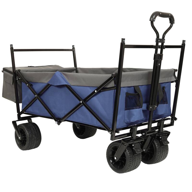 480Lbs Collapsible Wagon with Canopy,Wagon Stroller with 7" All-Terrain Wheels, Lightweight Foldable Wagon, with Mosquito Net