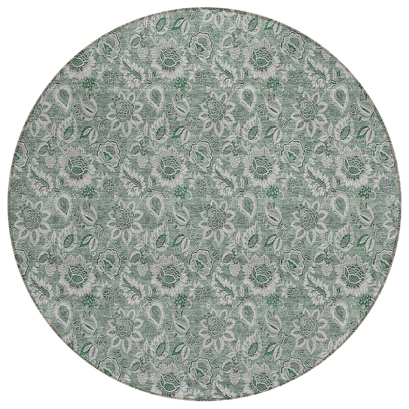 Machine Washable Indoor/ Outdoor Chantille Floral Rug