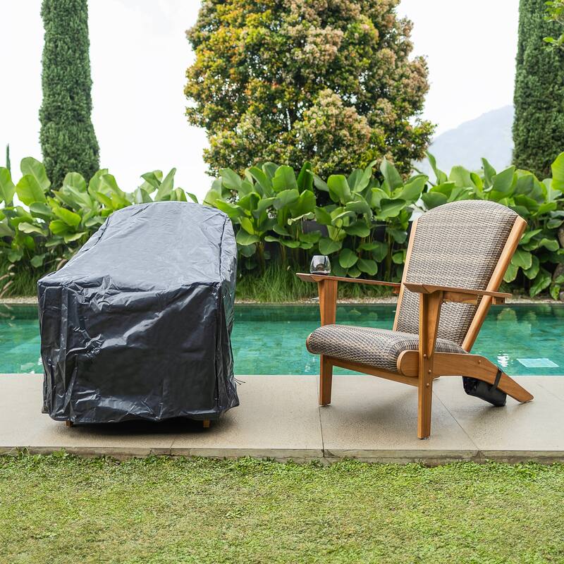 Cambridge Casual Camden Teak Patio Adirondack Chair Set with Padded Woven Seat - FREE Patio Cover