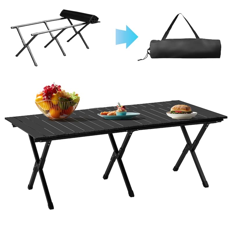 Folding Camping Table Portable Picnic Table, Lightweight Roll-up Side Table for Outdoor Hiking, Travel, Backyard BBQ,