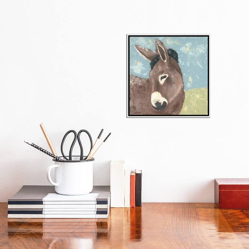 iCanvas "Farm Life-Donkey" by Jade Reynolds Framed Canvas Print