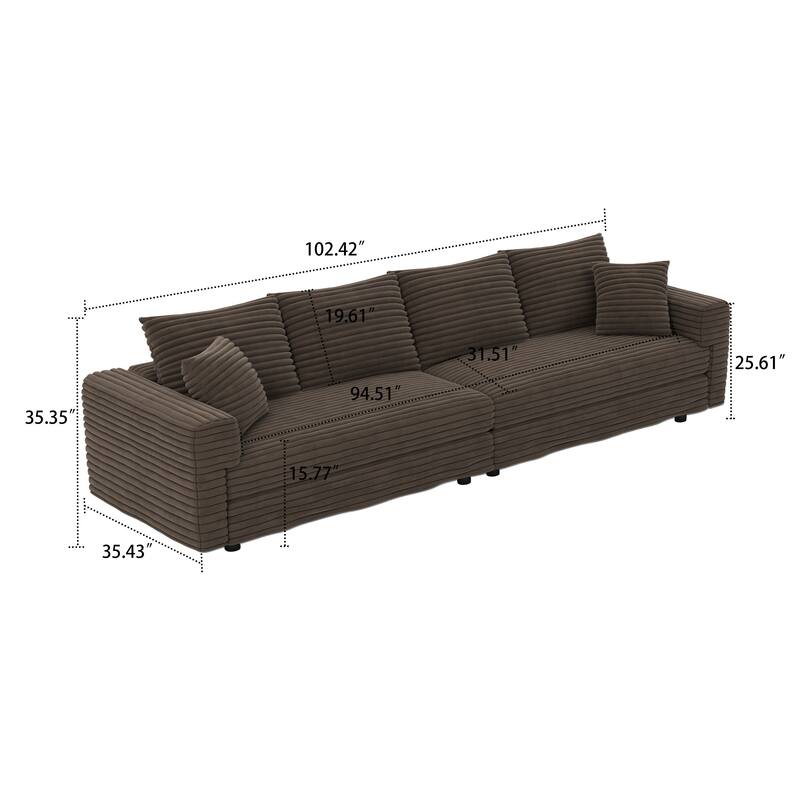 Modern Corduroy Fabric Upholstered Sofa Couch