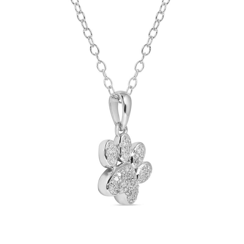 IGI Certified 10K Gold Dog Paw Print Pendant Necklace for Women