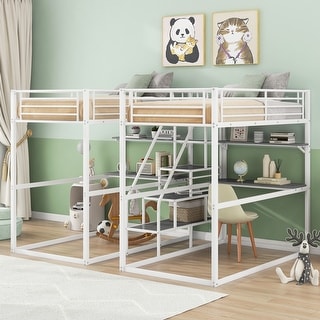 Bunk bed with two desks clearance