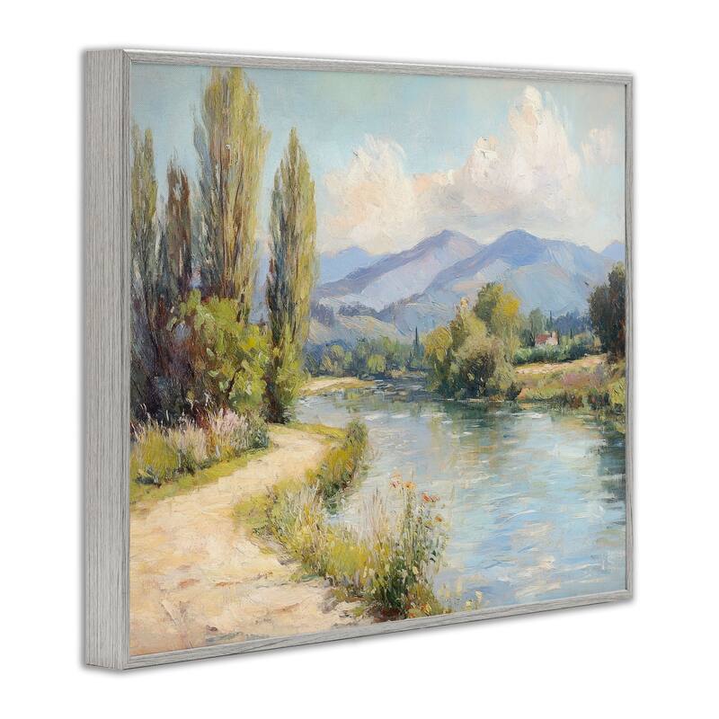 Stupell Along The Mountain River Framed Giclee Art Design By Petal Prints Design