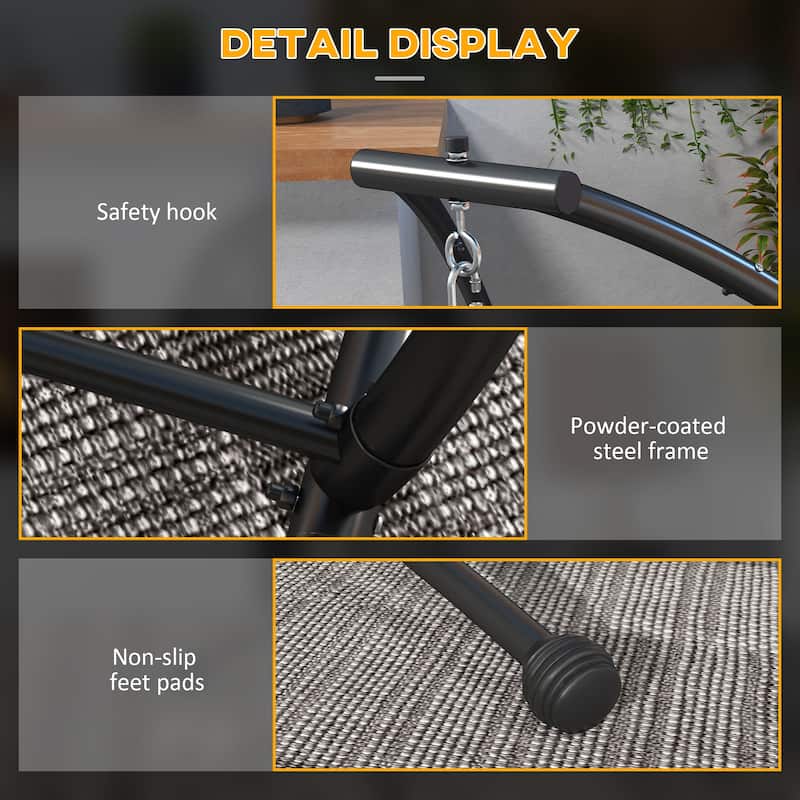 Outsunny Hammock Chair Stand, C Shape Hanging Heavy Duty Metal Frame Hammock Stand for Hanging Hammock Air Porch Swing Chair