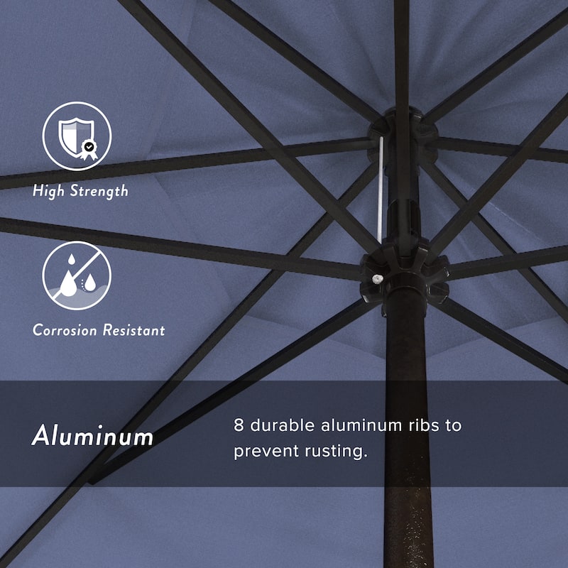 California Umbrella 9' Rd. Crank Lift Auto Tilt 8 Rib Aluminum Patio Umbrella, Bronze Finish, Sunbrella Spectrum Cilantro Fabric