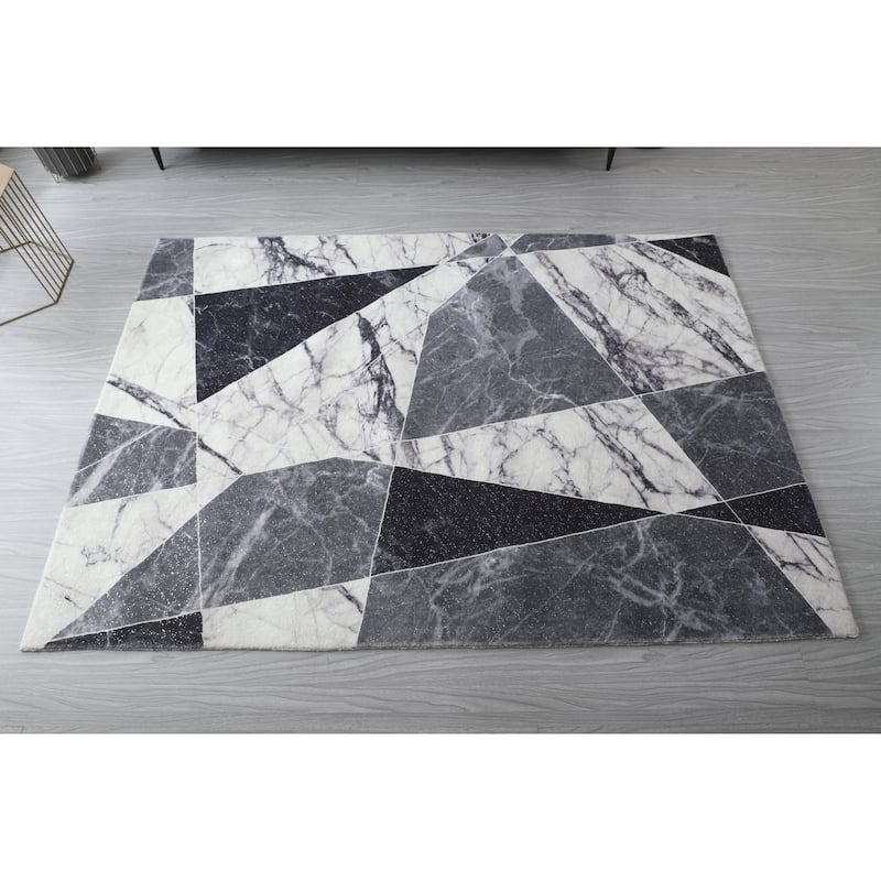Retro Shag Collection Geometric Abstract Area Rug