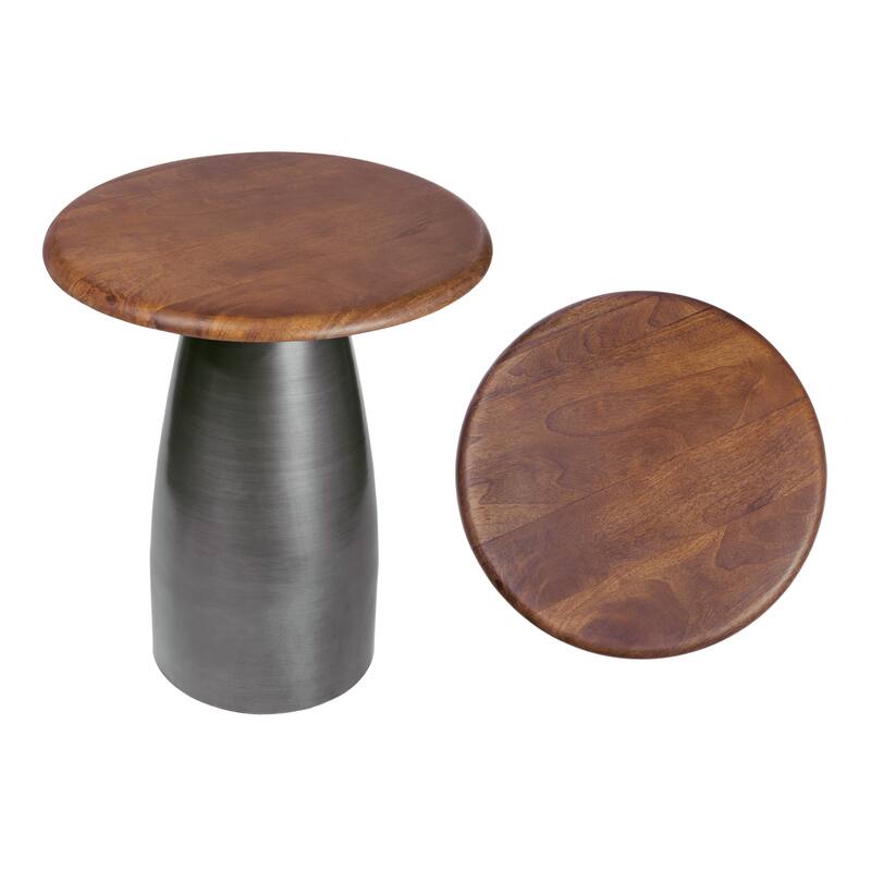 JONATHAN Y Skye 18" Square Wood/Metal Accent Table - 15.75L x 15.75W x 18H - Honey Nickel (round)