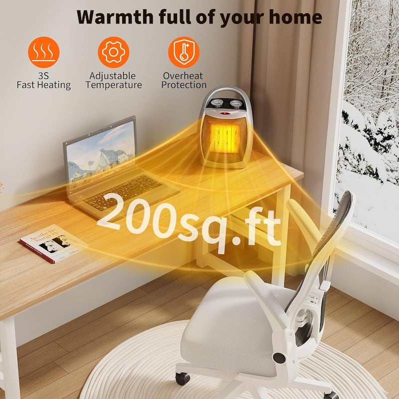 1500W/750W Ceramic Space Heater, Tip-Over Overheat Protection