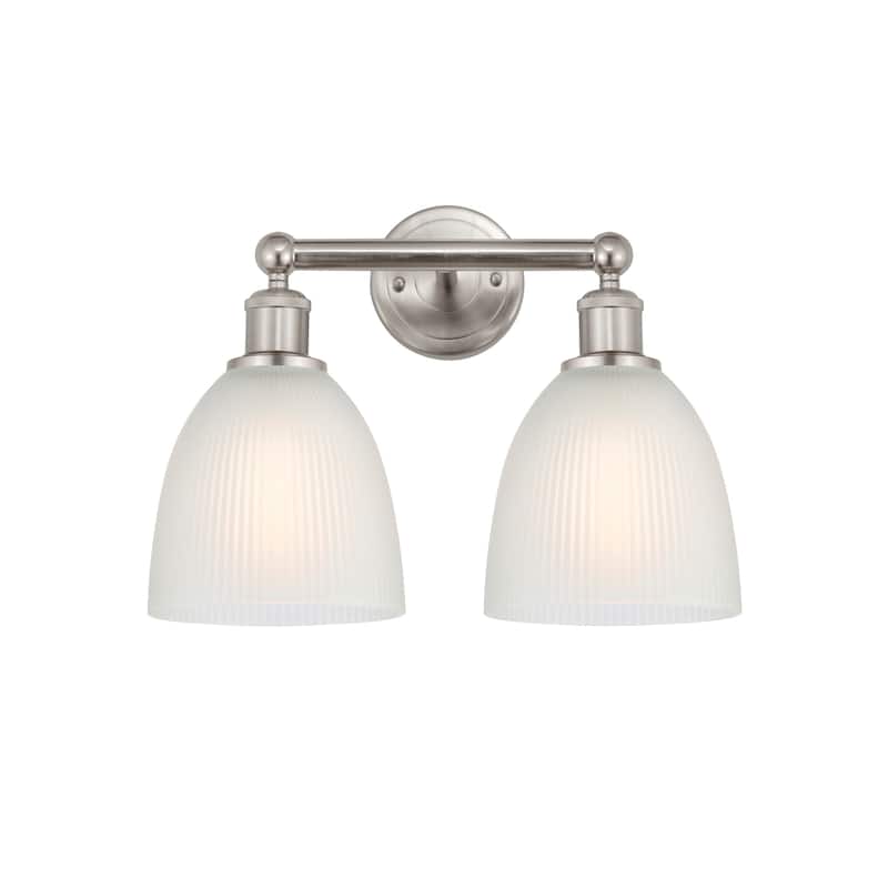 Innovations Lighting 616-2W-12-15 Castile Vanity Castile 2 Light 15" - Brushed Satin Nickel / White
