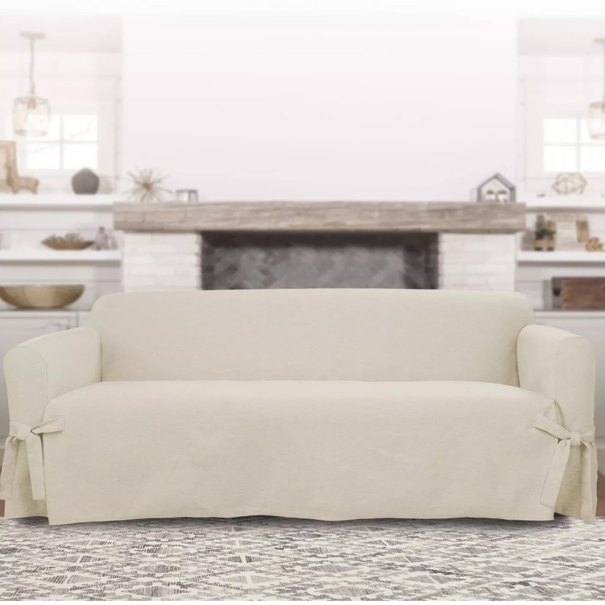 SureFit Farmhouse Basketweave PC Sofa Slipcover in Oatmeal＿並行