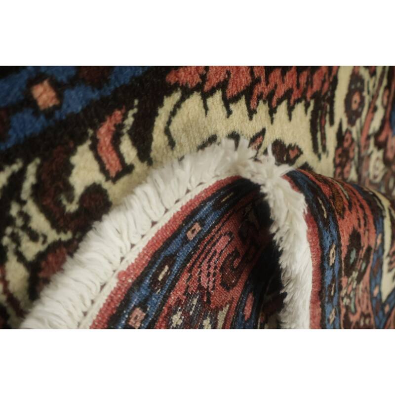 Hand Knotted Oriental 100% Wool Carpet Traditional Tribal Beige & Ivories Hamedan Runner Rug - 6' 8'' X 2' 10''