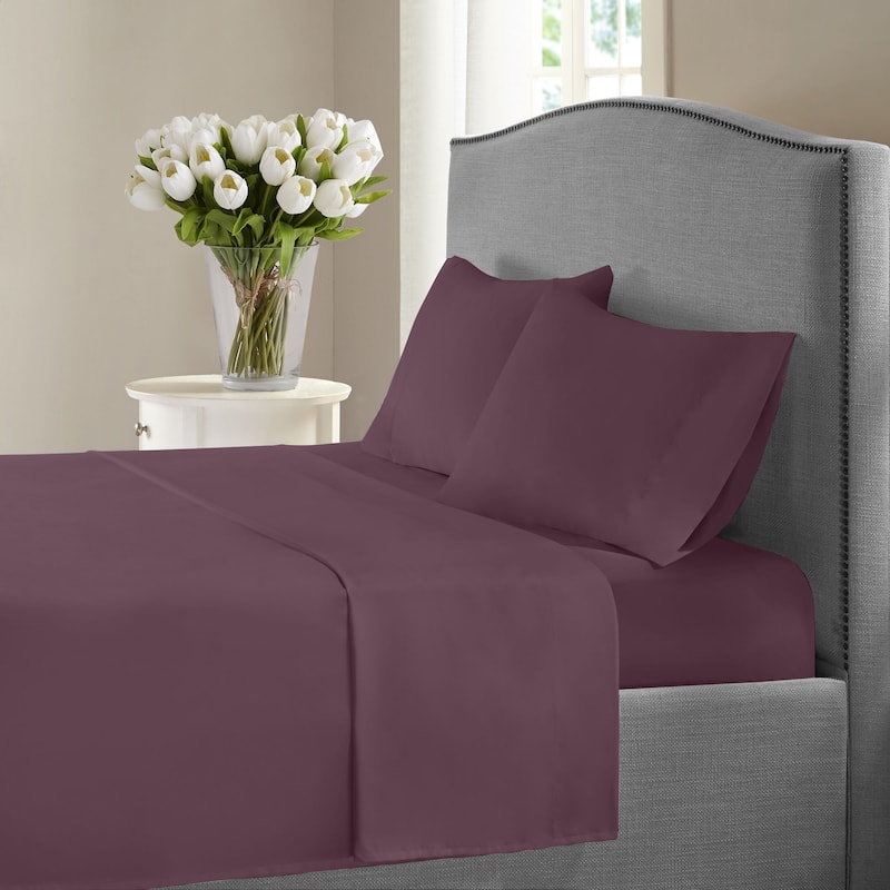 1000 Thread Count Cotton-rich Deep Pocket Sheet Set - Plum - Queen