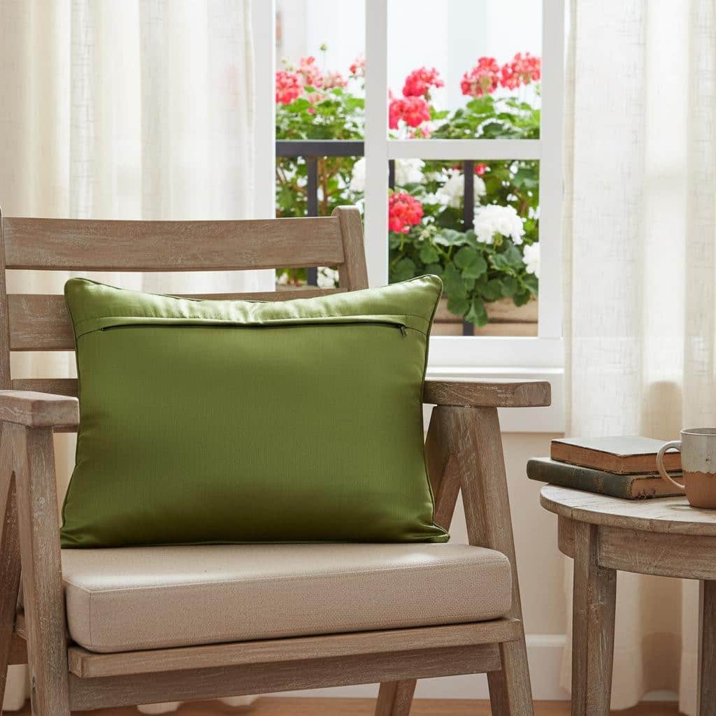 14" X 20" Forest Green And Yellow Polyester Floral Zippered Pillow