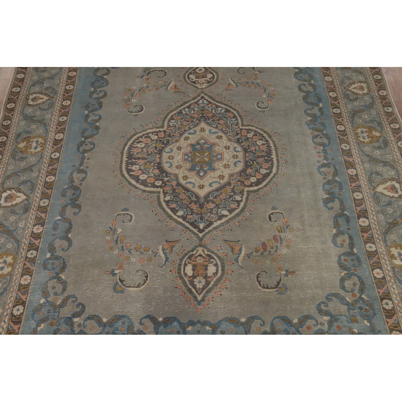 Tabriz Persian Vintage Area Rug Hand-Knotted Bedroom Wool Carpet - 9'7" x 12'9"