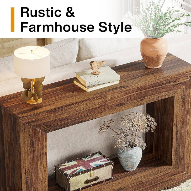 Rustic Console Sofa Table for Entryway, Hallway, Living Room - 47.24" W x 32.8" H x 11.81" D