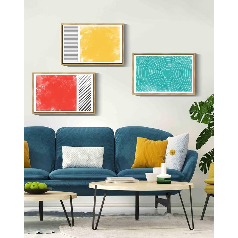 Minimalist Abstract Framed Wall Art Modern Colorful Line