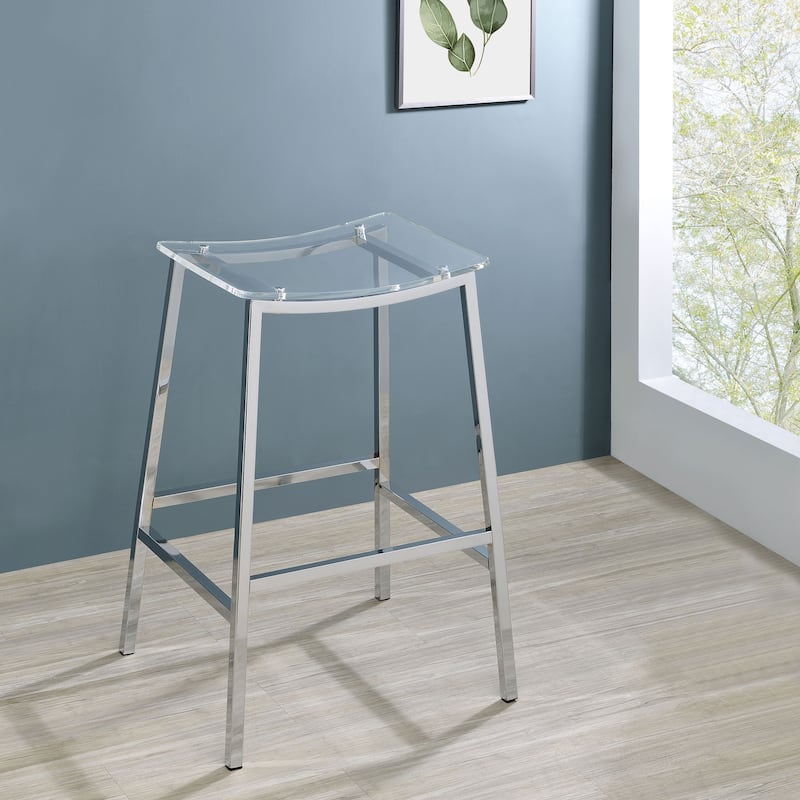 Jovani Acrylic Backless Stool Chrome (Set of 2)