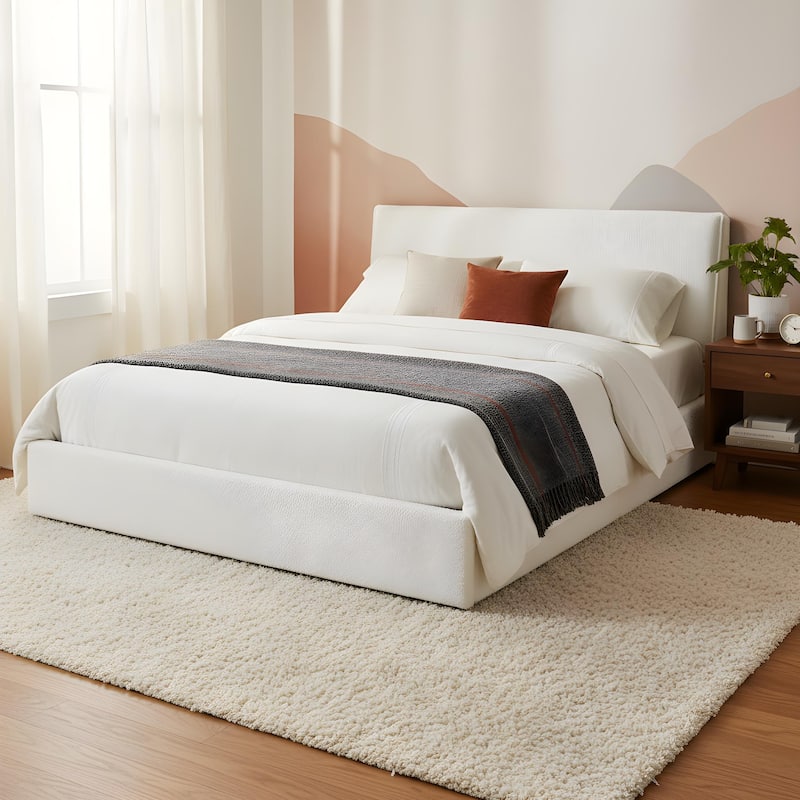 Christopher Knight Home - Ergonomic Boucle Upholstered Platform Bed Frame