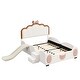 preview thumbnail 10 of 11, Full Size Upholstered Platform Bed with Cartoon Headboard & Footboard, Mini Ladder & Children's Slide, LED Light, Pocket, White