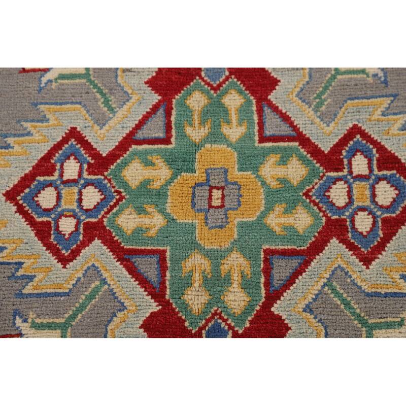 Gray Kazak Area Rug Handmade Wool Carpet - 8'1" x 12'4"