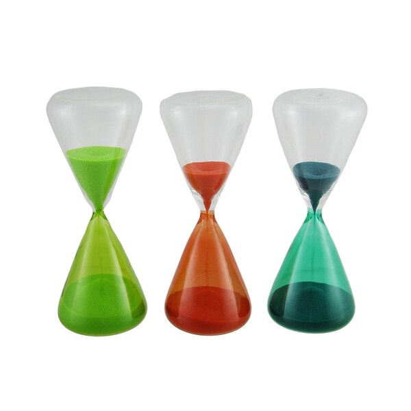 3 Piece Colored Glass Sand Hourglass Set In Gift Box 6 X 2.25 X 2.25 inches