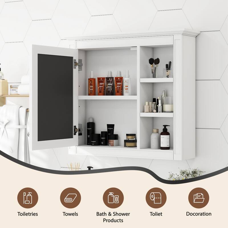 30'' x 28'' Medicine Cabinet, Wall Mounted Bathroom Storage Cabinet, Modern Bathroom Wall Cabinet with Mirror,Medicine Cabinet