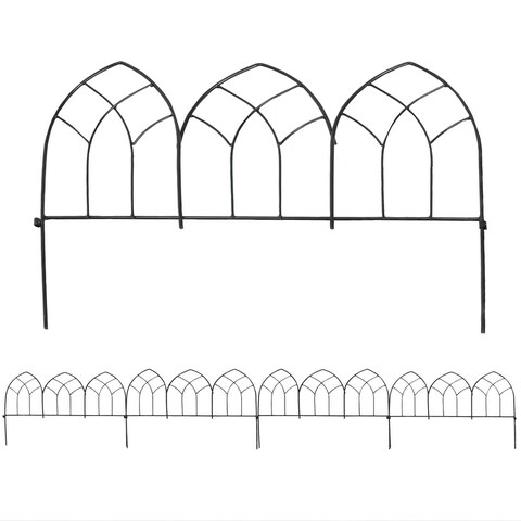 Sunnydaze Set of 5 Narbonne Style Steel Decorative Border Fence