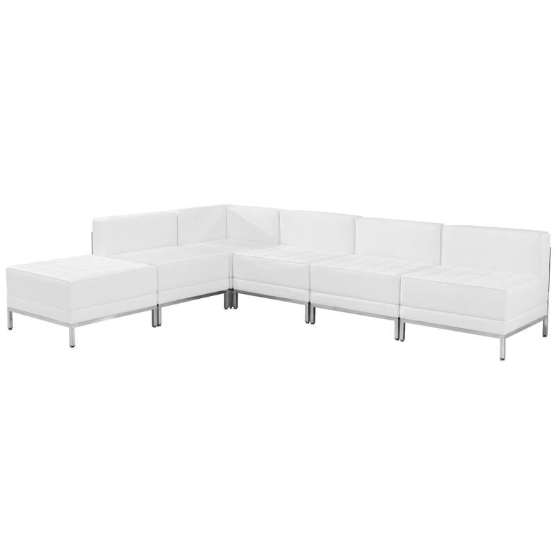 6 Piece LeatherSoft Modular Sectional Configuration - Stainless Steel Legs