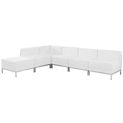 6 Piece LeatherSoft Modular Sectional Configuration - Stainless Steel Legs
