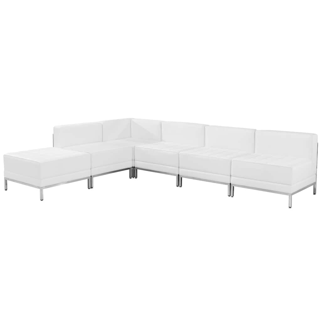 6 Piece LeatherSoft Modular Sectional Configuration - Stainless Steel Legs