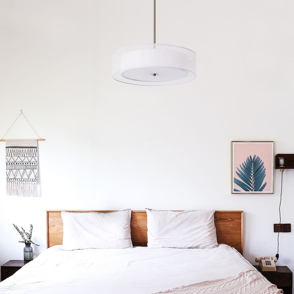 CO-Z 3-Light Antique Bronze Double Drum Pendant Chandelier