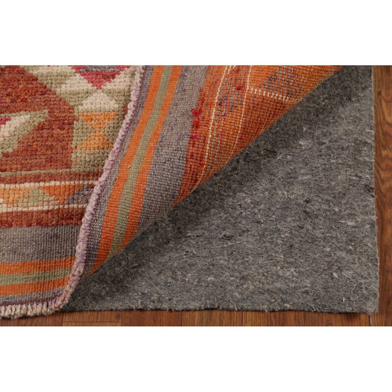 Orange Anatolian Turkish Vintage Runner Rug Hand-Knotted Wool Carpet - 2'9"x 12'9"