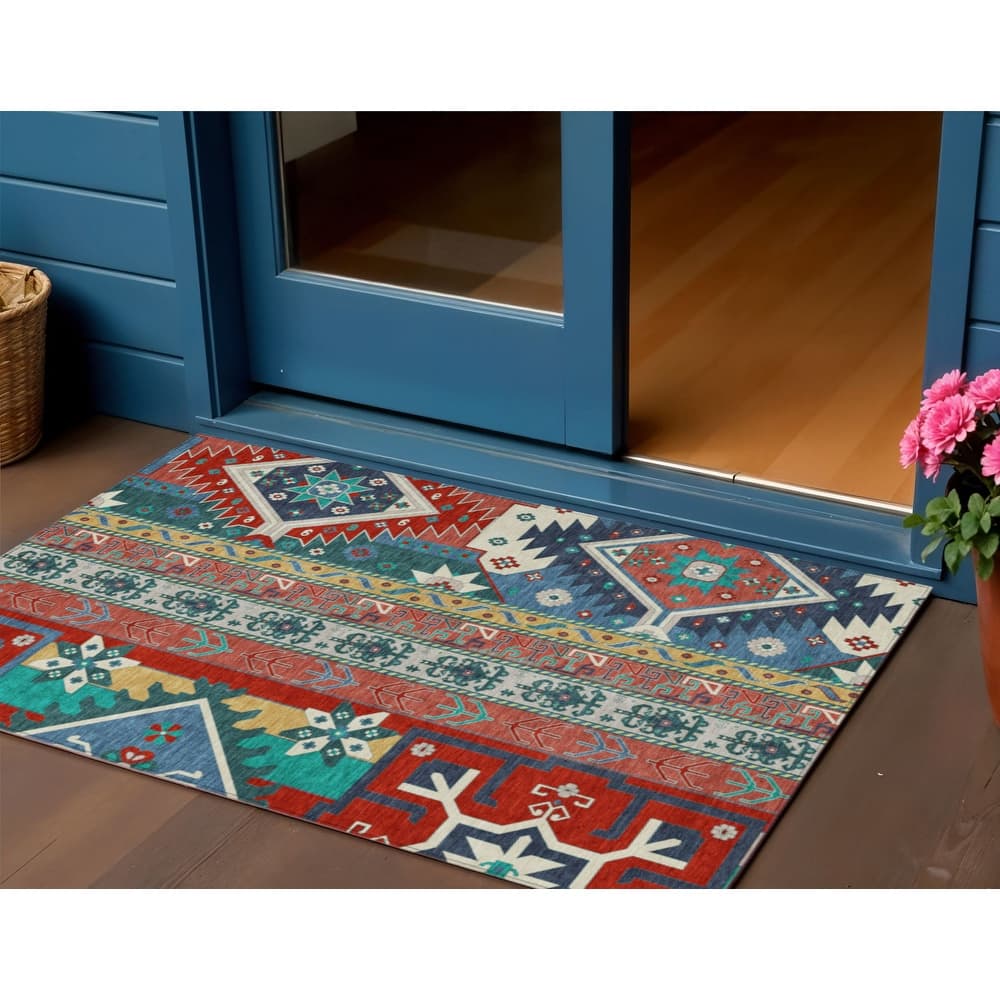 HomeRoots Aztec Transitional Rectangle Outdoor Rug