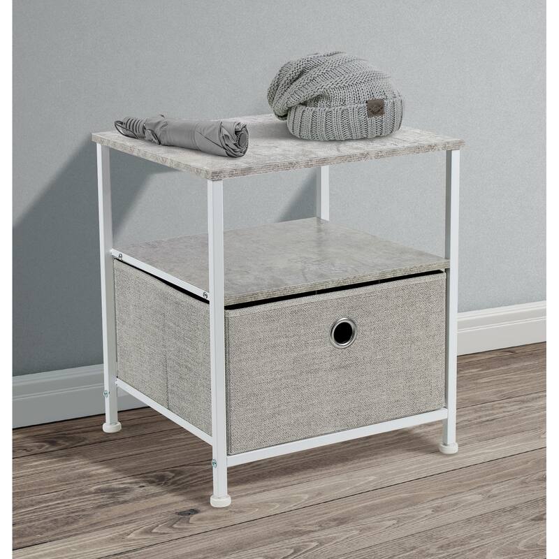 Nightstand 1-Drawer Shelf Storage - Bedside Furniture End Table Chest