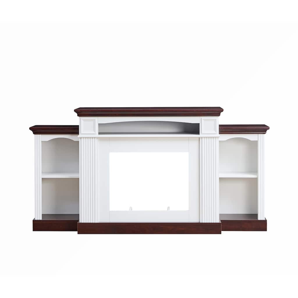 Farmhouse Style Fireplace TV Stand for 70-inch TV Electric Fireplace TV Stand for Living Room or Bedroom Storage