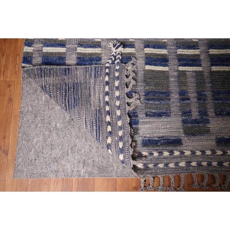 Blue Moroccan Palace Size Area Rug Handmade Wool Carpet - 14'9"x 18'0"