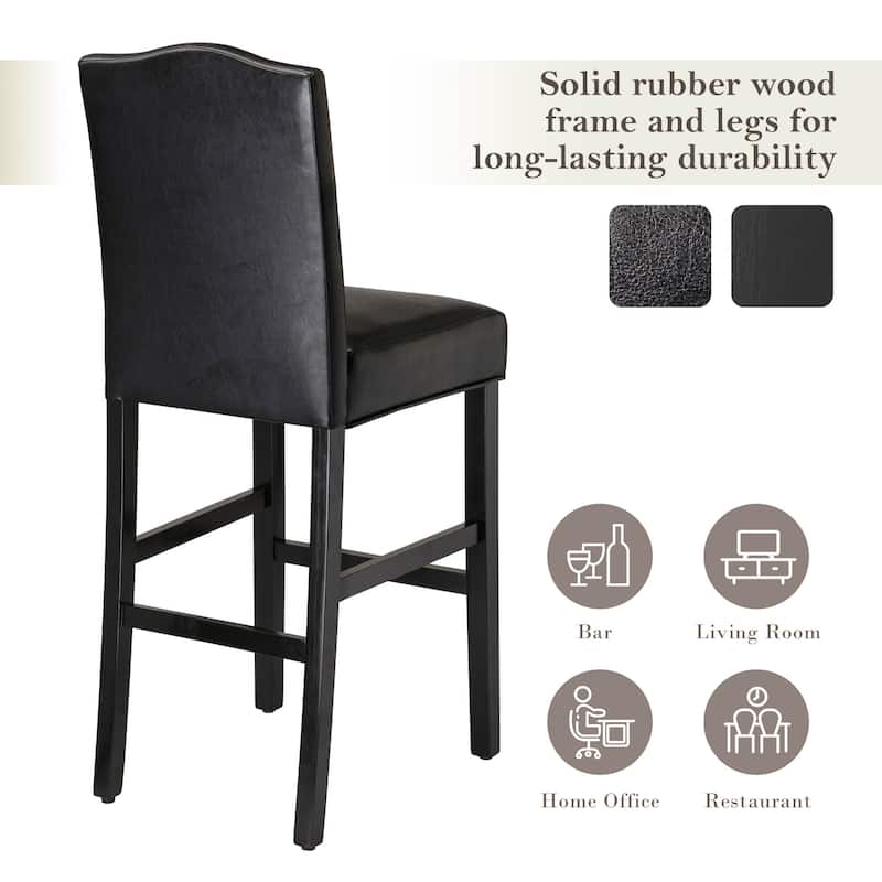 Glitzhome 6pcs 45"H PU Riveted Upholstered Bar Stool Pub/ Bar Chairs