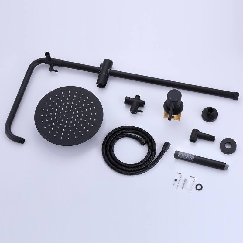 Wall Mounted Exposed Shower System with 10" Showerhead and Handheld Showerhead