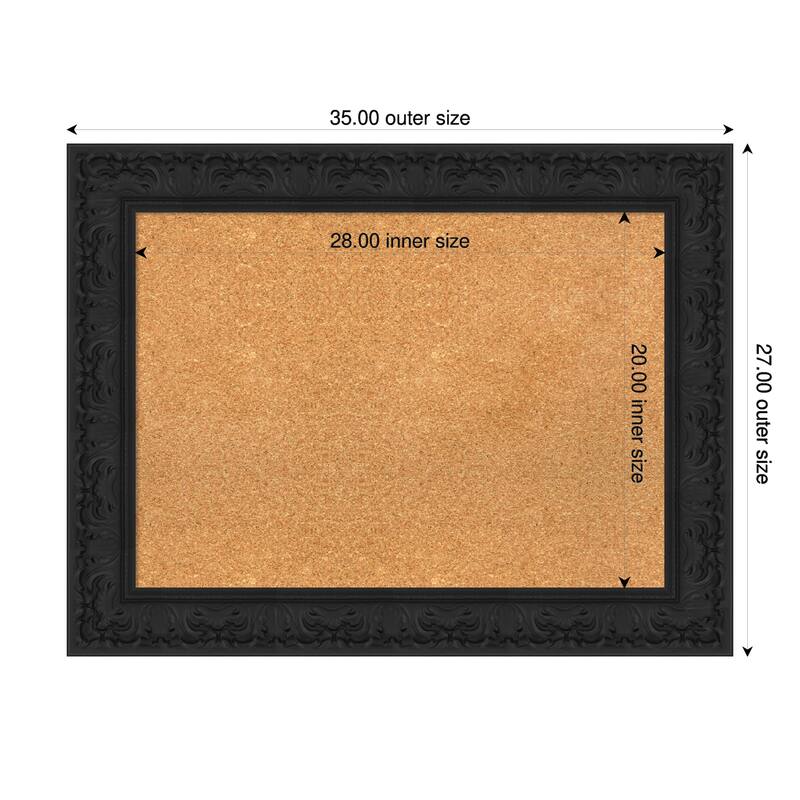 Luxe Black Framed Cork Board - Bulletin Board, Organization Board, Pin Board - Natural - 35 x 27 in