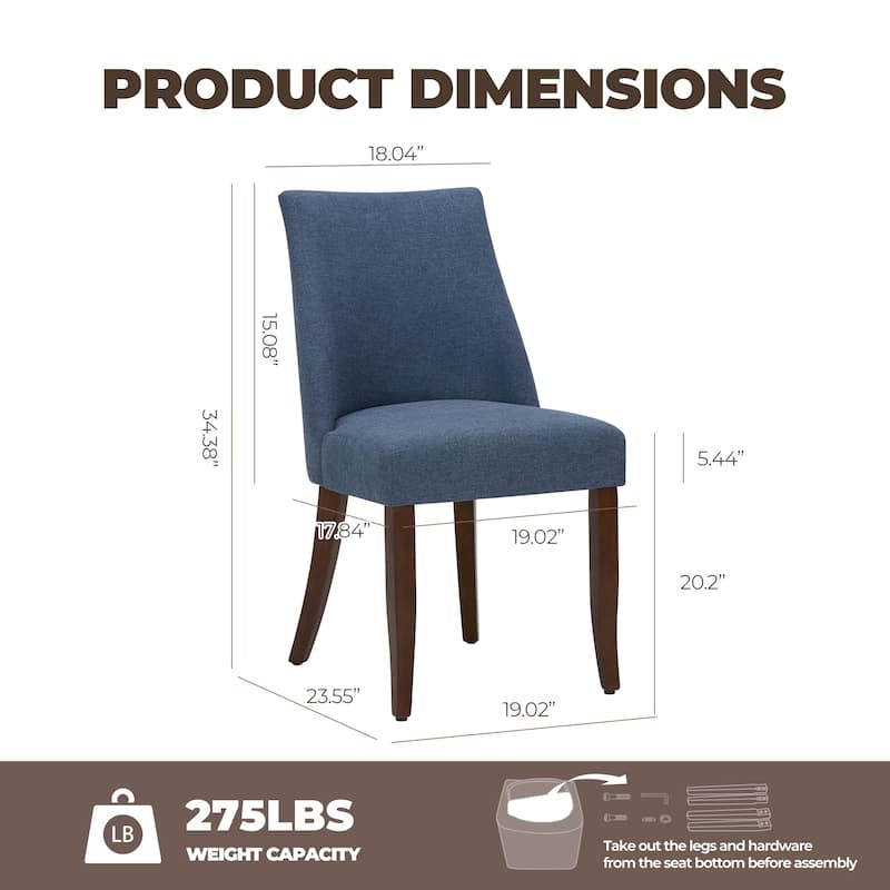 RENEWLINE Contemporary Dining Chair（Set of 2/4/6 - Upholstered Backrest & Wood Frame