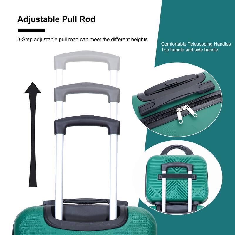 4-piece ABS lightweight suitcase, 14 inch makeup box, aircraft wheels (14/20/24/28)