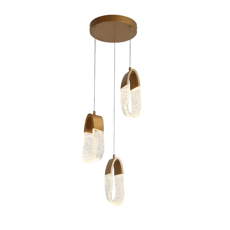 Modern 3-Light LED Gold Chandeliers Island Lights for Dining Room - Dia. 11.6" x H 11"