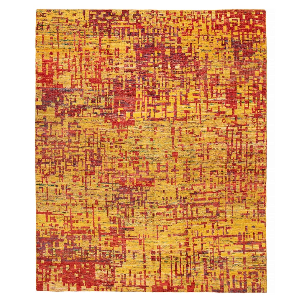 ECARPETGALLERY Hand-knotted Sari Silk Gold Silk Rug - 8'2 x 10'0