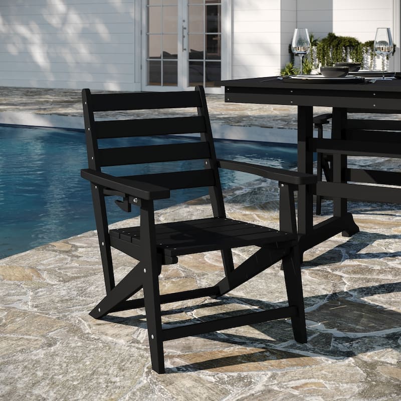 All-Weather Commercial Adirondack Dining Chair with Fold Out Cupholder