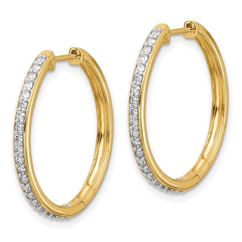 Curata 14k Yellow Gold Diamond Hoop Earrings - 26x25mm Wide 2mm Thick