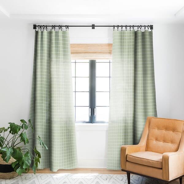 Avenie Grid Pattern Green Made-to-Order Blackout Window Curtains (Set ...